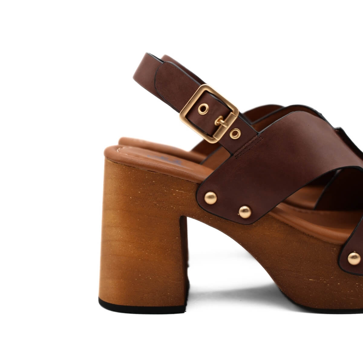 Sandalo Miss Olivia Eva F1 marrone in pelle liscia.