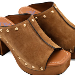 Zoccolo Miss Olivia Eva H2 in camoscio cuoio.