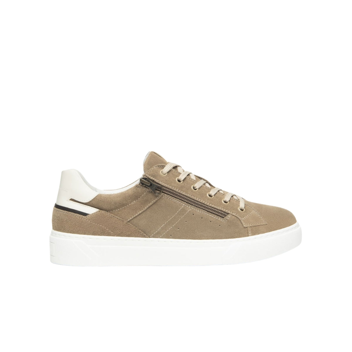 Sneakers uomo Nero Giardini E601131U 501 beige in camoscio e pelle.