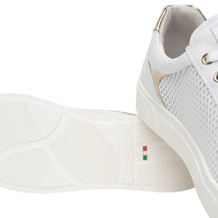 Sneakers bianco puro Nero Giardini in pelle con zip laterale.