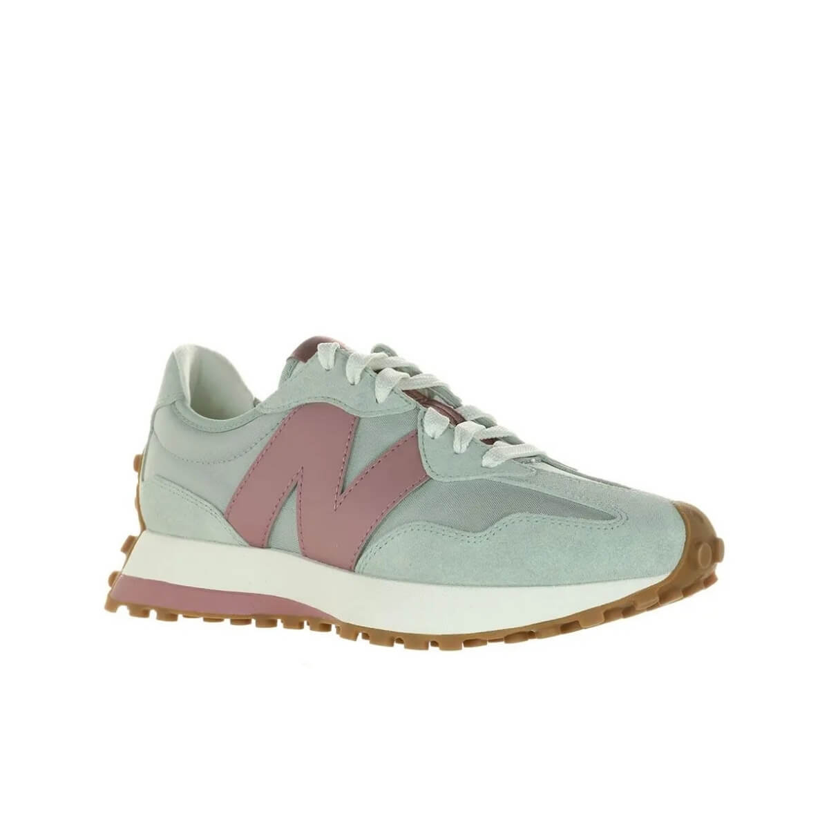 Sneakers New Balance 327 acquamarina e rosa in suede e mesh