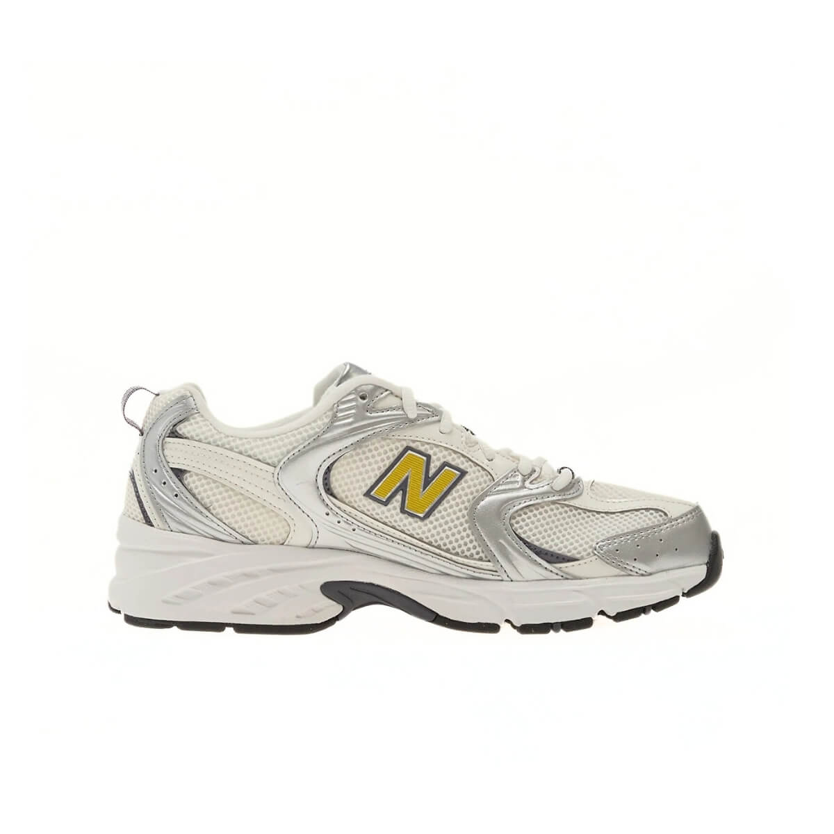 Sneakers New Balance 530 argento e giallo in mesh