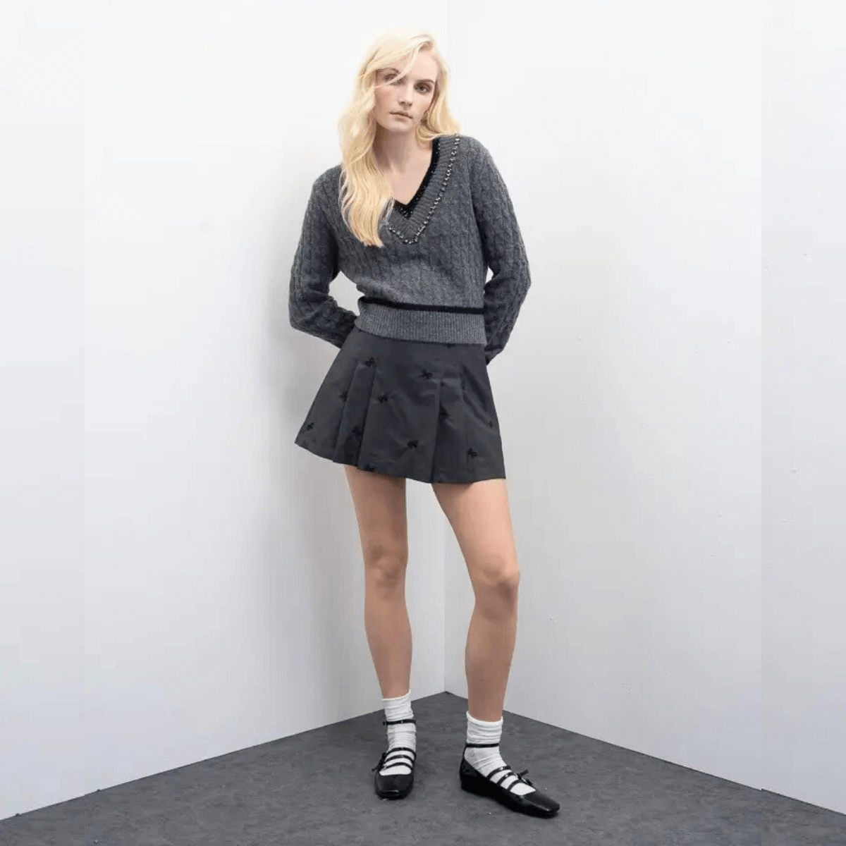 GOA GOA GONNA PANTALONE PATRASSO FIOCCHI GRIGIO