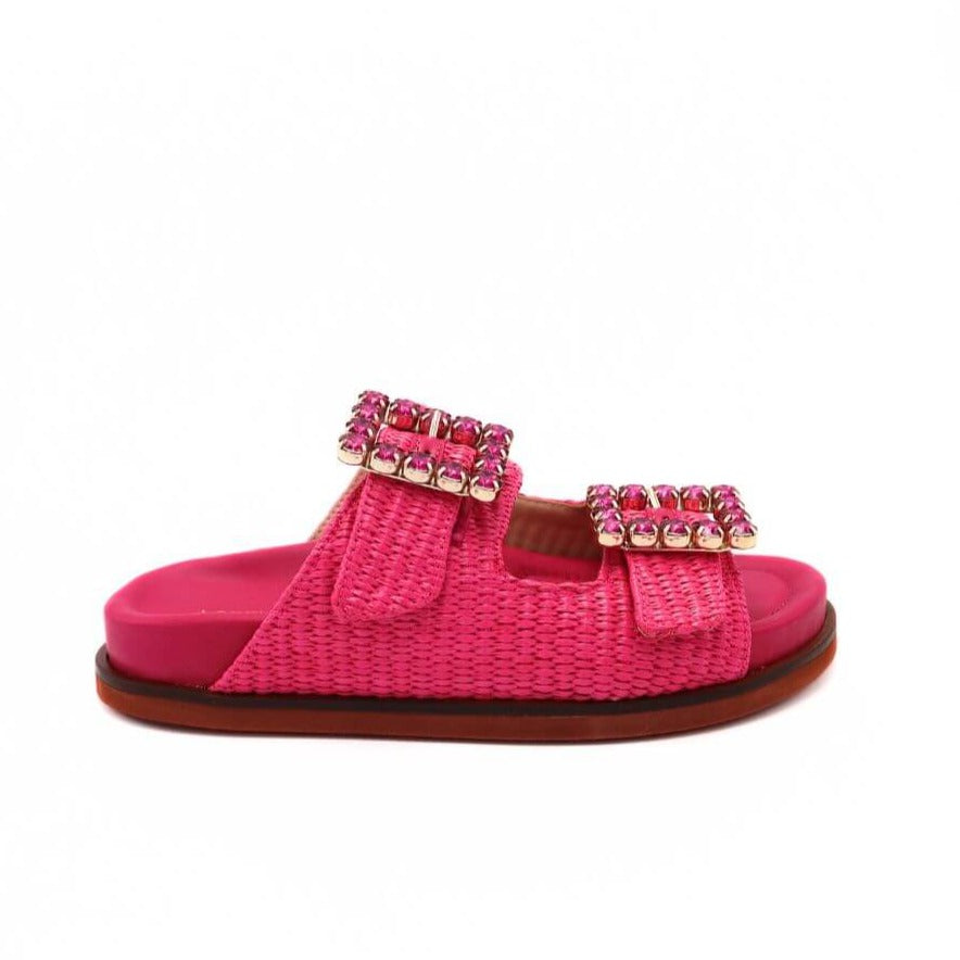 LORENZO MARI CIABATTA PRIMULA03 RAFFIA FUXIA