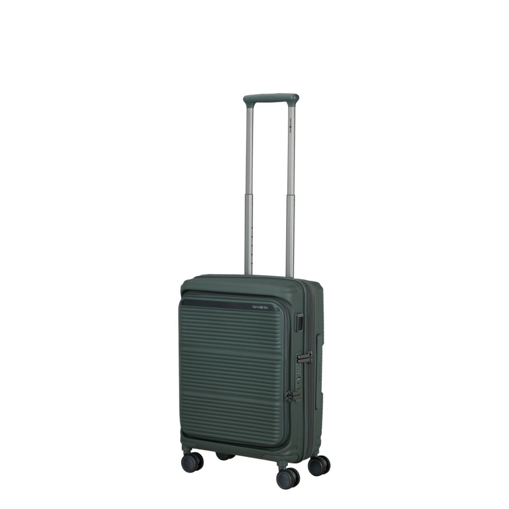 Trolley rigido Samsonite Paralux Stone Gray vista frontale
Dettaglio del guscio rigido riciclato Samsonite Paralux olive