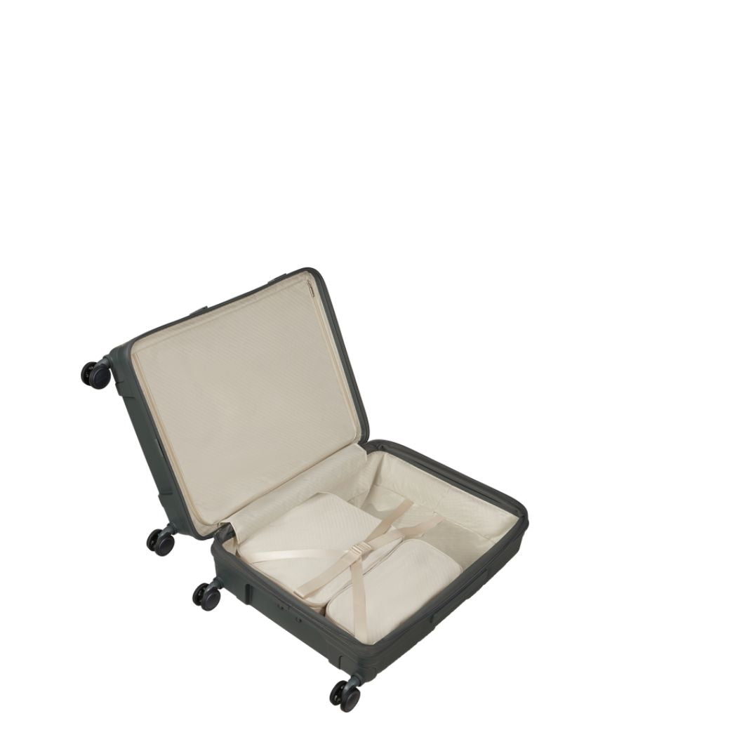 Valigia media Samsonite Paralux Olive vista interna
Dettaglio guscio rigido e pannello frontale valigia Samsonite Paralux Olive