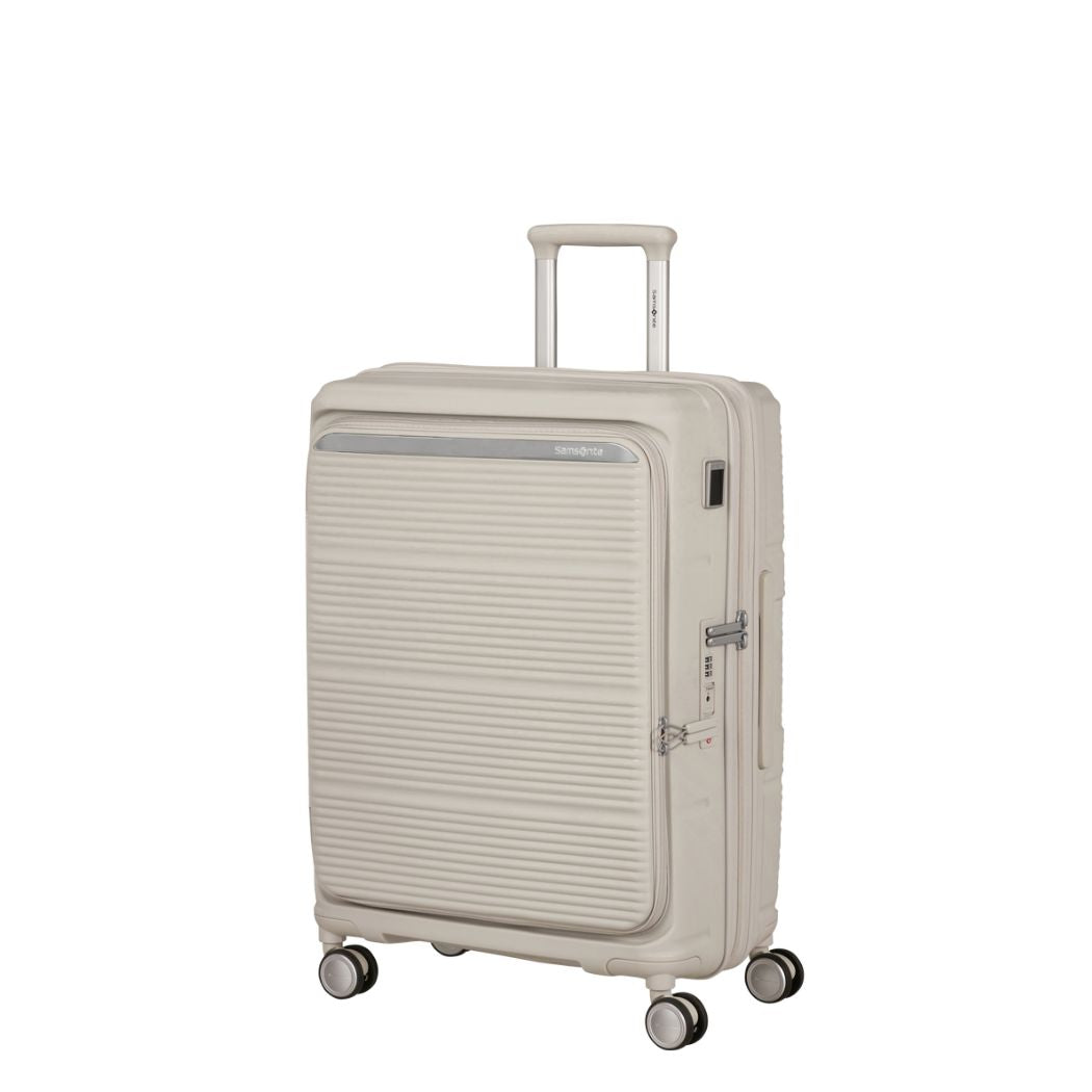 Valigia media Samsonite Paralux Olive vista frontale
Dettaglio guscio rigido e pannello frontale valigia Samsonite Paralux Stone Grey