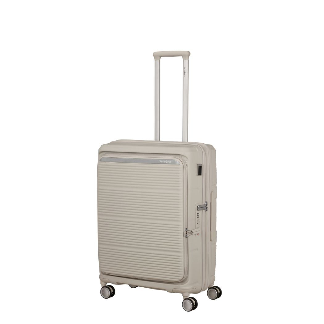 Valigia media Samsonite Paralux Olive vista frontale
Dettaglio guscio rigido e pannello frontale valigia Samsonite Paralux Stone Grey