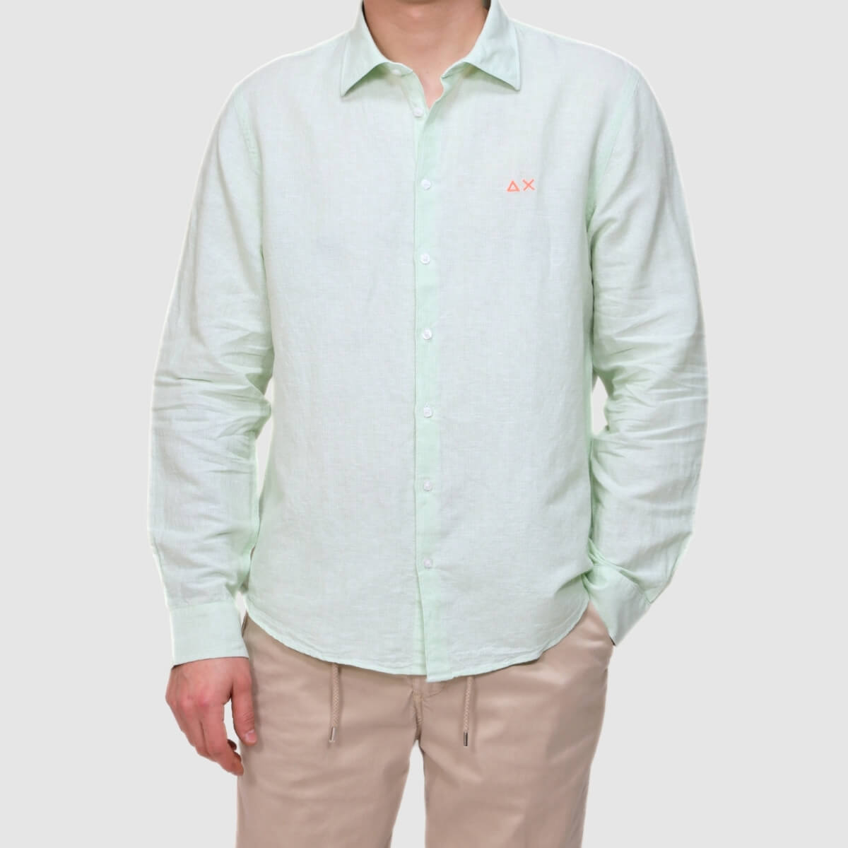 SUN68 CAMICIA S36122 VERDE A RIGHE