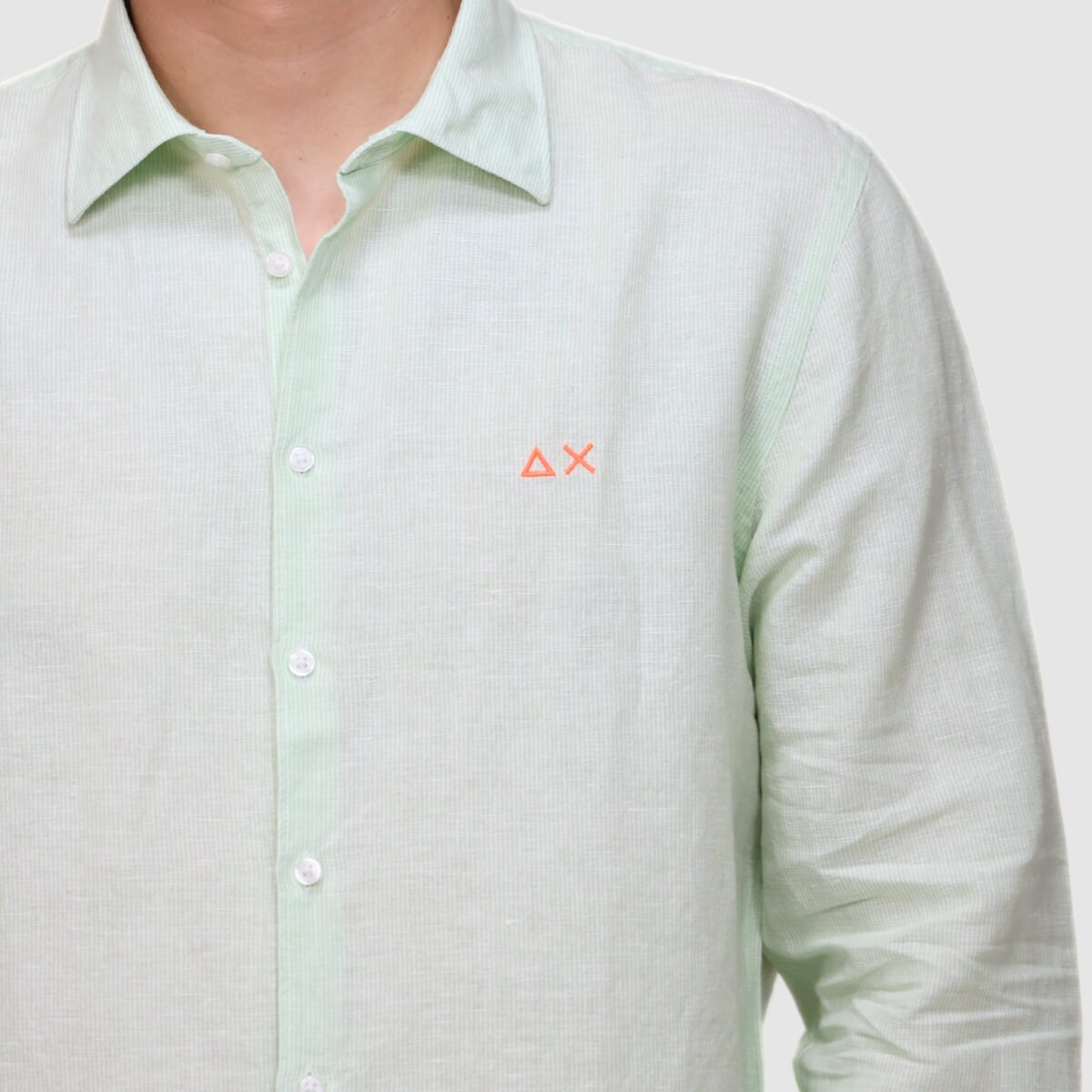 SUN68 CAMICIA S36122 VERDE A RIGHE