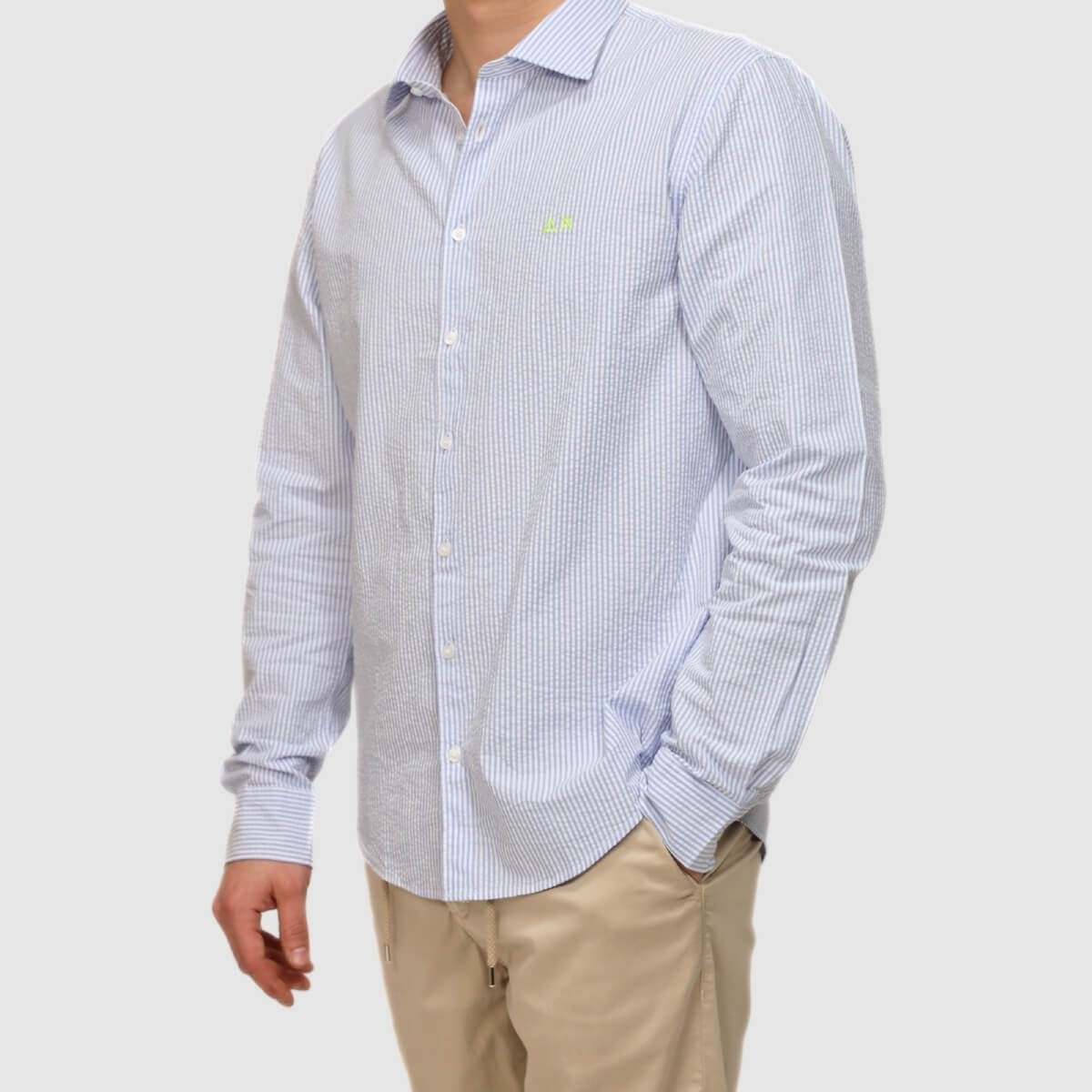 SUN68 CAMICIA S36123 AZZURRO A RIGHE
