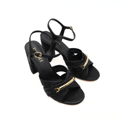 TWINSET SANDALO TGT024 RAFFIA NERO