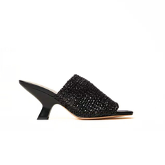 TWINSET SANDALO TFT054 0006 RAFFIA NERO