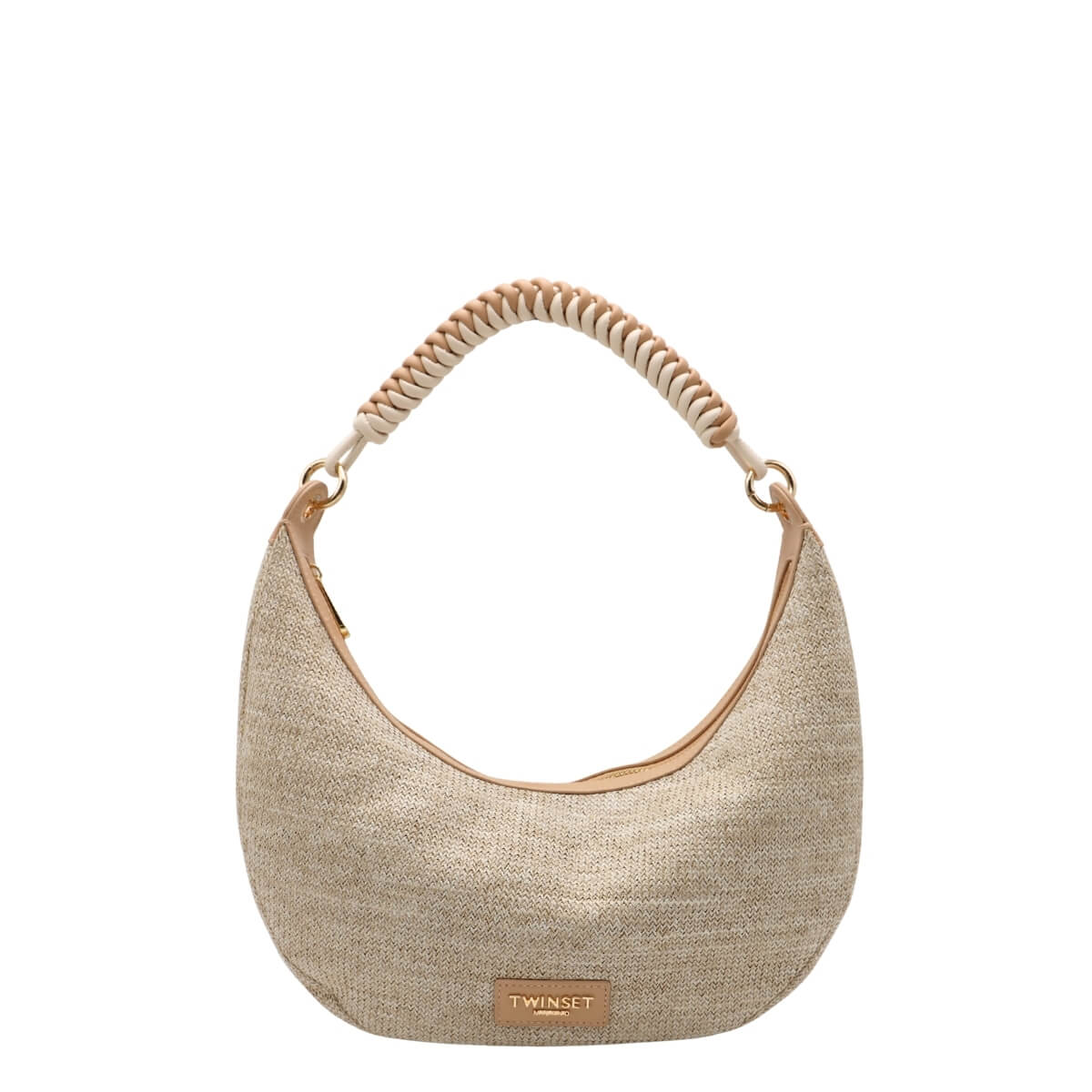 Borsa Twinset Hobo 261TB7051 Beige in rafia e similpelle
