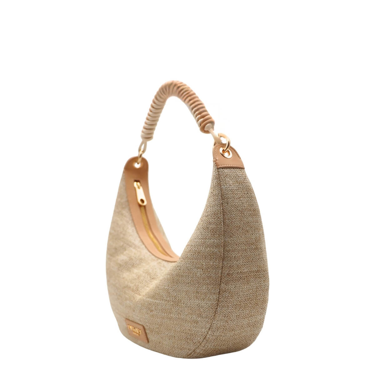 Borsa Twinset Hobo 261TB7051 Beige in rafia e similpelle