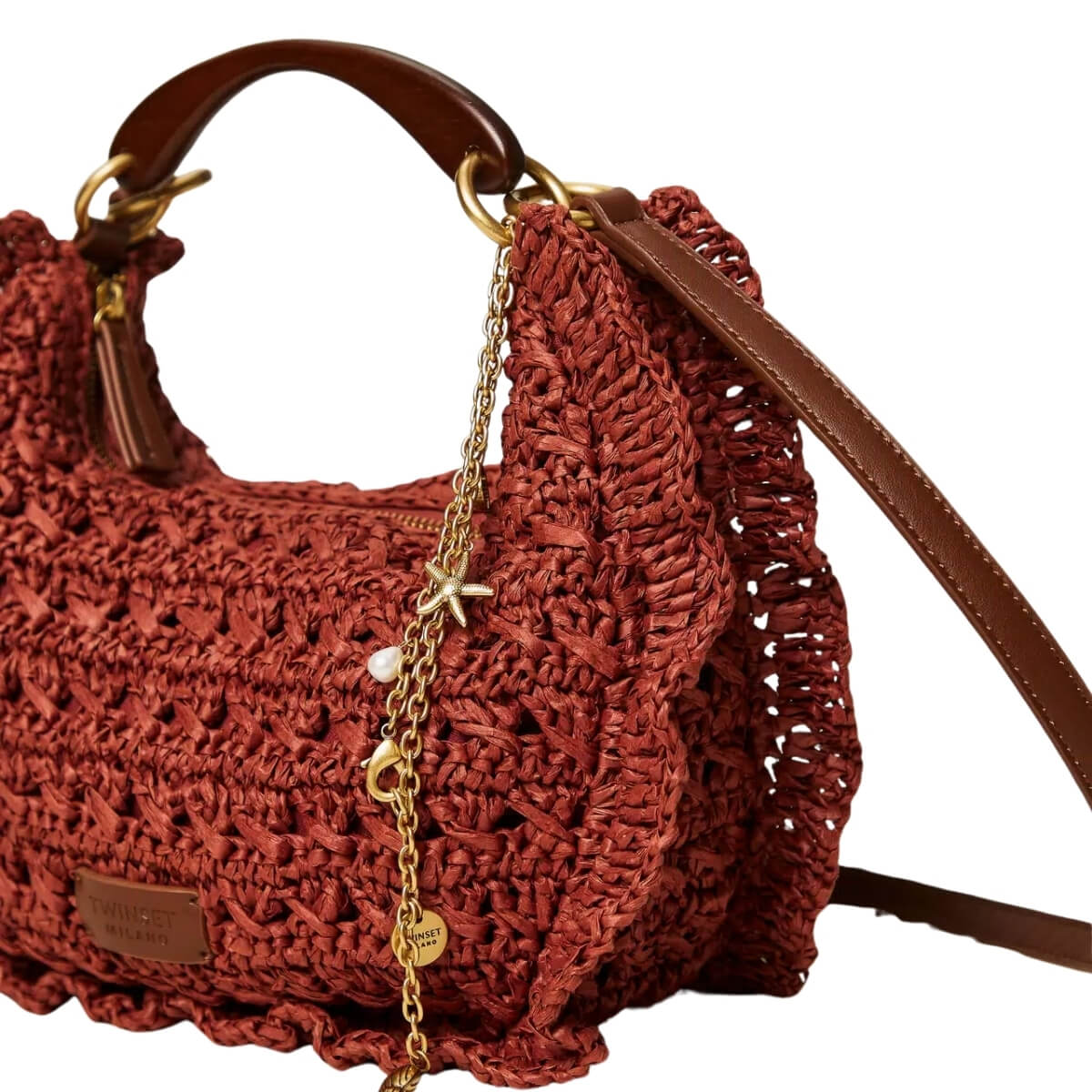 TWINSET BORSA LA COROLLE RAFIA CROCHET 261TD8300 13332 BORDEAUX