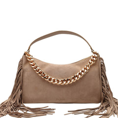 Borsa Twinset Liliane beige in pelle elegante con frange
