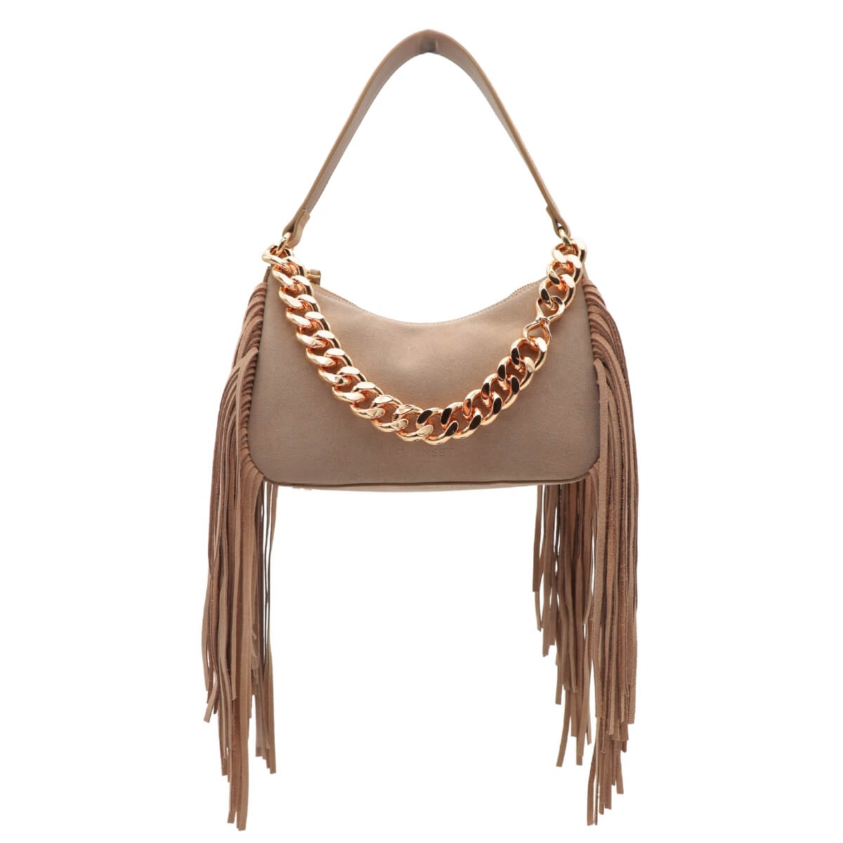Borsa Twinset Liliane beige in vera pelle elegante con frange