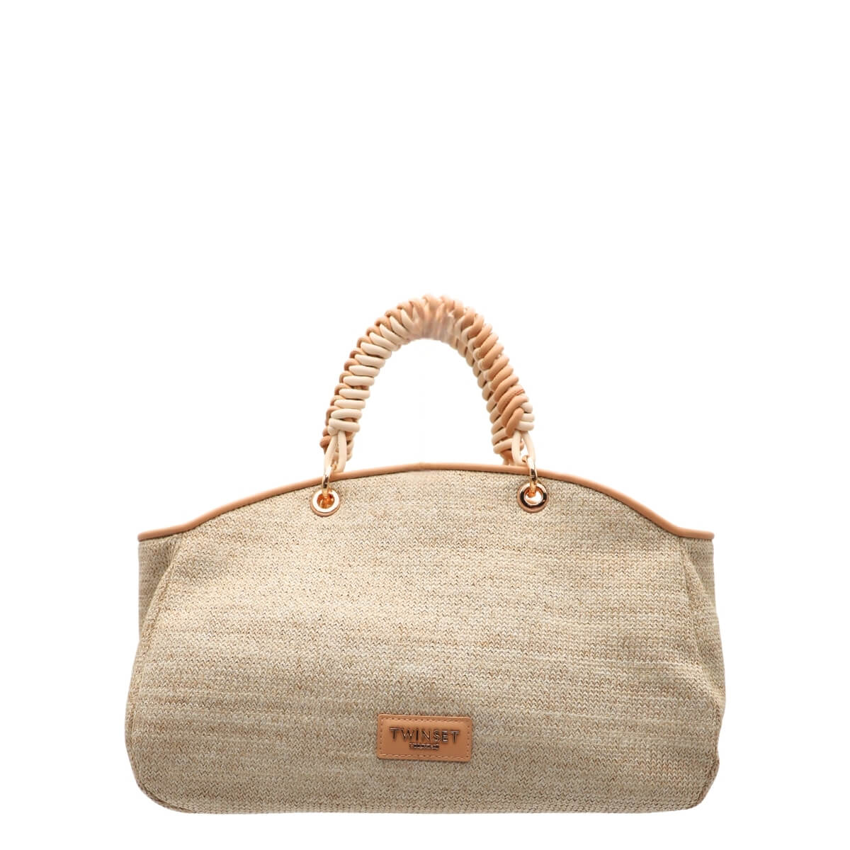 Borsa tote Twinset beige in rafia elegante