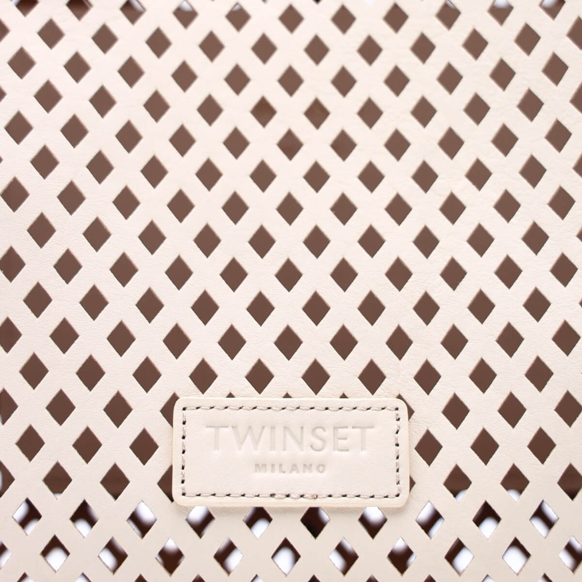 Borsa tote bianca Twinset elegante in pelle di qualità laserata