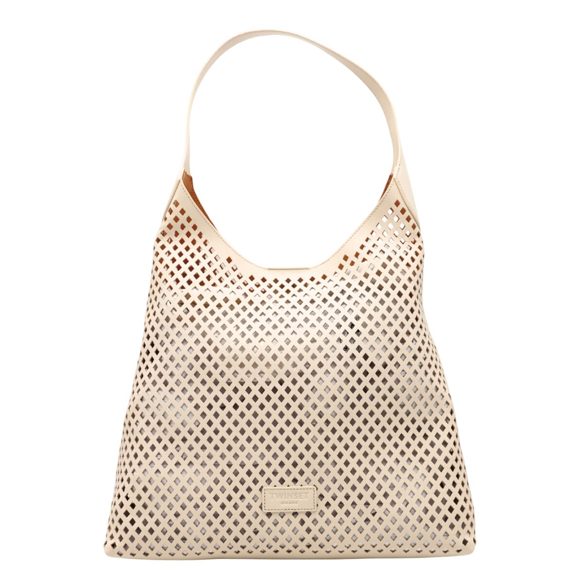 Borsa tote bianca Twinset elegante in pelle di qualità laserata