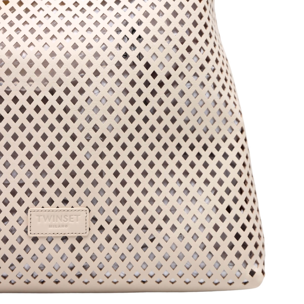 Borsa tote bianca Twinset elegante in pelle di qualità laserata