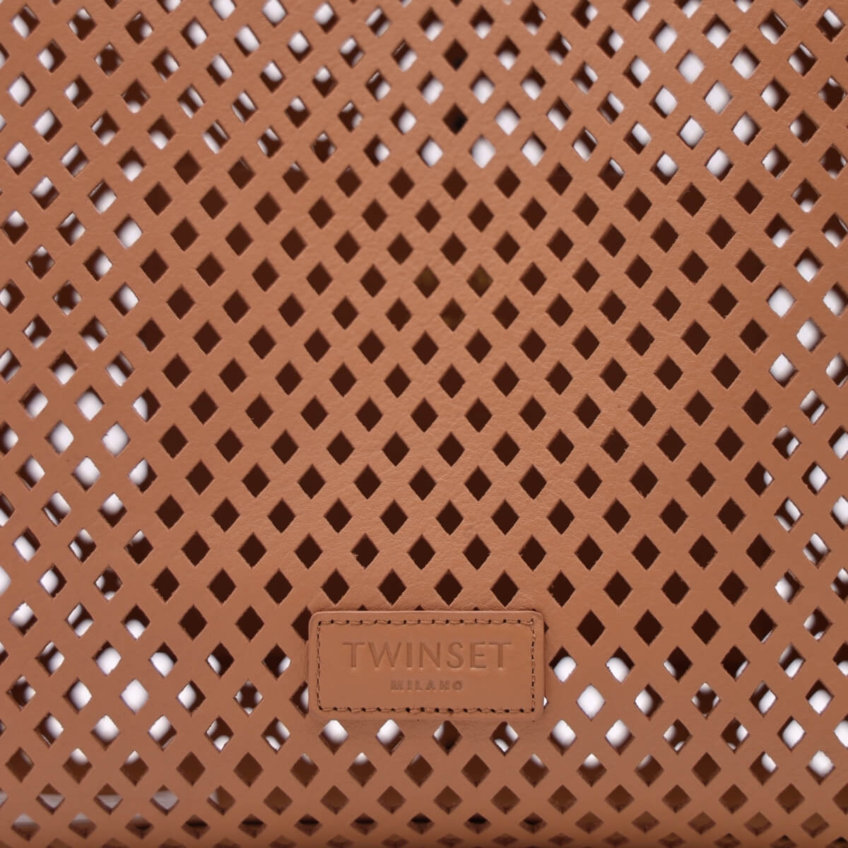 Borsa tote mocha Twinset in vera pelle laserata