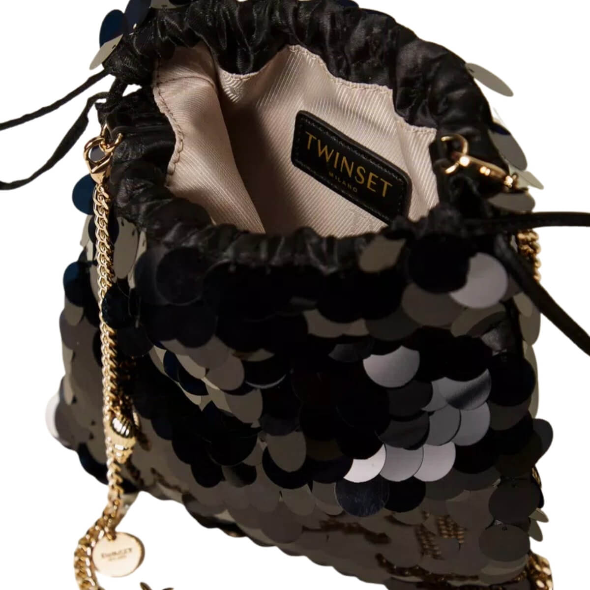 TWINSET POCHETTE RASO CON PAILLETTES 261TL8020 00006 NERO
