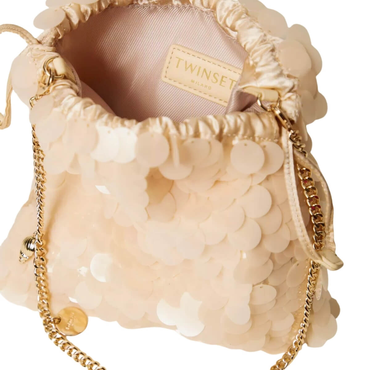 TWINSET POCHETTE RASO CON PAILLETTES 261TL8020 12145 CHAMPAGNE