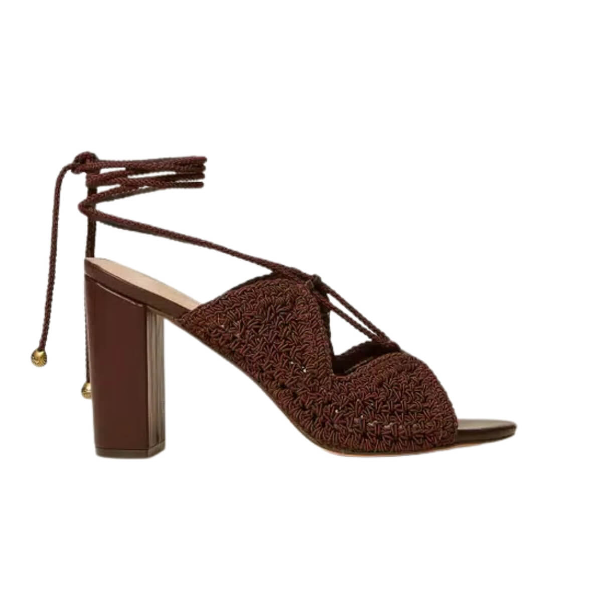 TWINSET SANDALI CON TACCO CROCHET 261TGT040 12110 MARRONE