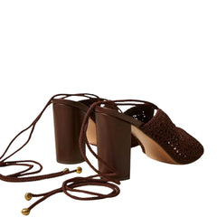 TWINSET SANDALI CON TACCO CROCHET 261TGT040 12110 MARRONE