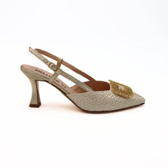 MELLUSO SLINGBACK E1675 INTRECCIO PLATINO