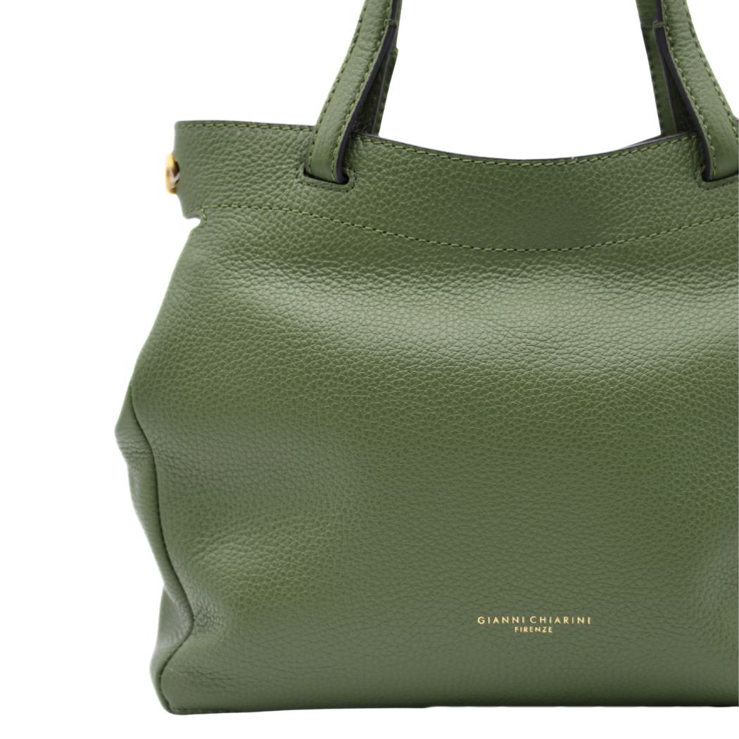 Borsa Gianni Chiarini BS11290 Verde in pelle, vista frontale con tracolla