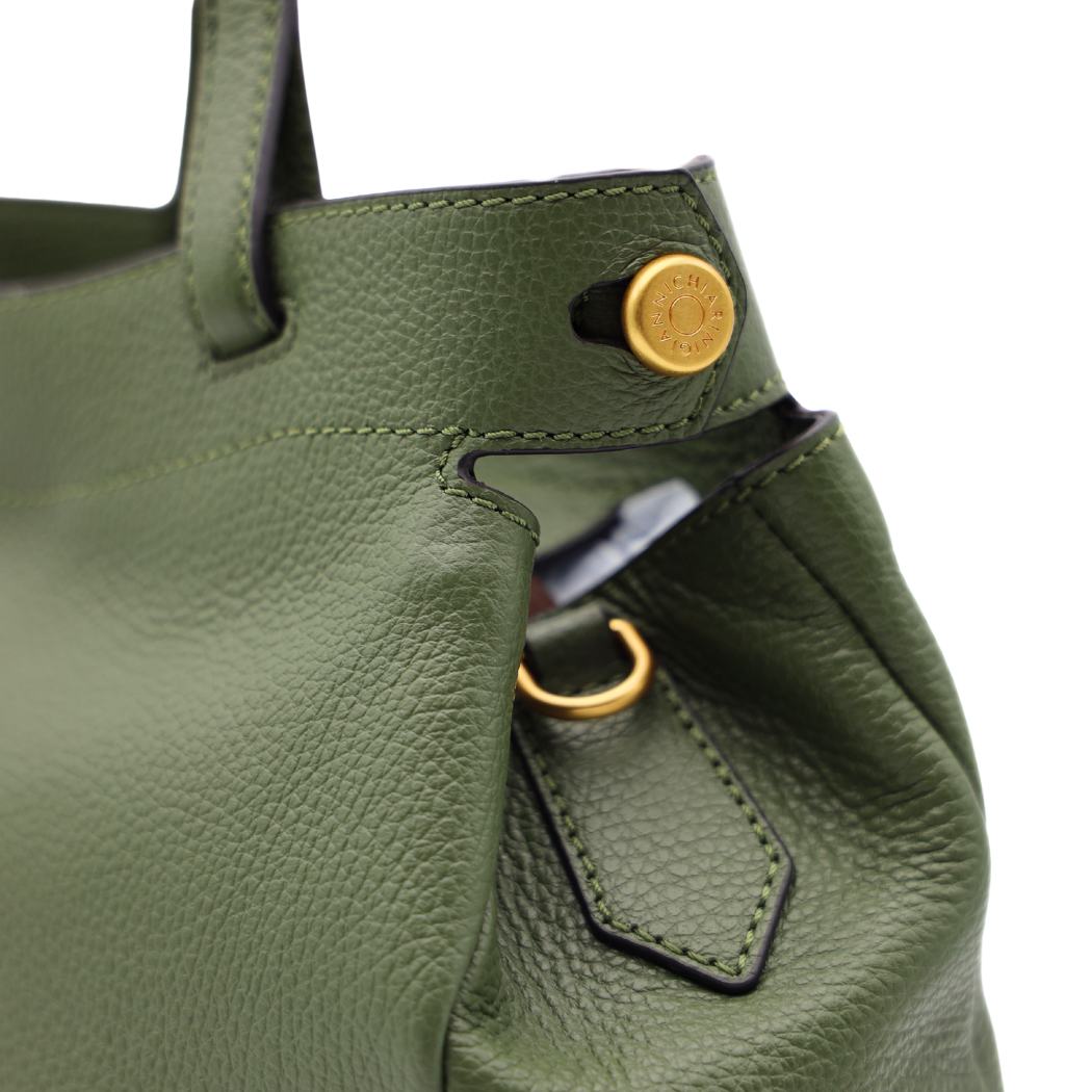 Borsa Gianni Chiarini BS11290 Verde in pelle, vista frontale con tracolla