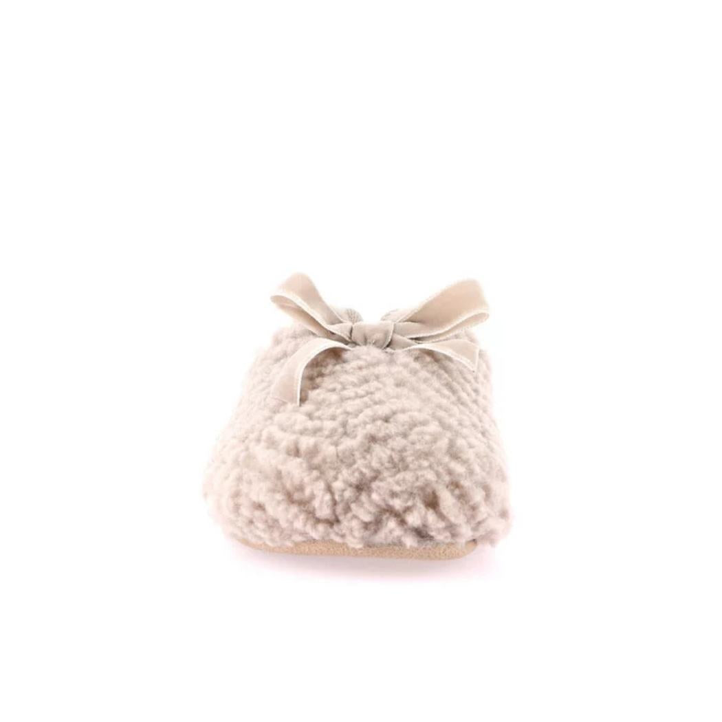 Pantofola donna Grünland GLES CI1614 taupe, tessuto soffice, dettaglio suola.