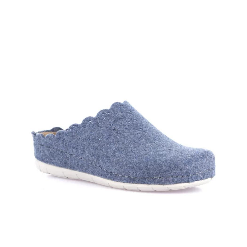 Ciabatta donna Grünland PRAU CI1544 in feltro colore indaco vista di profilo