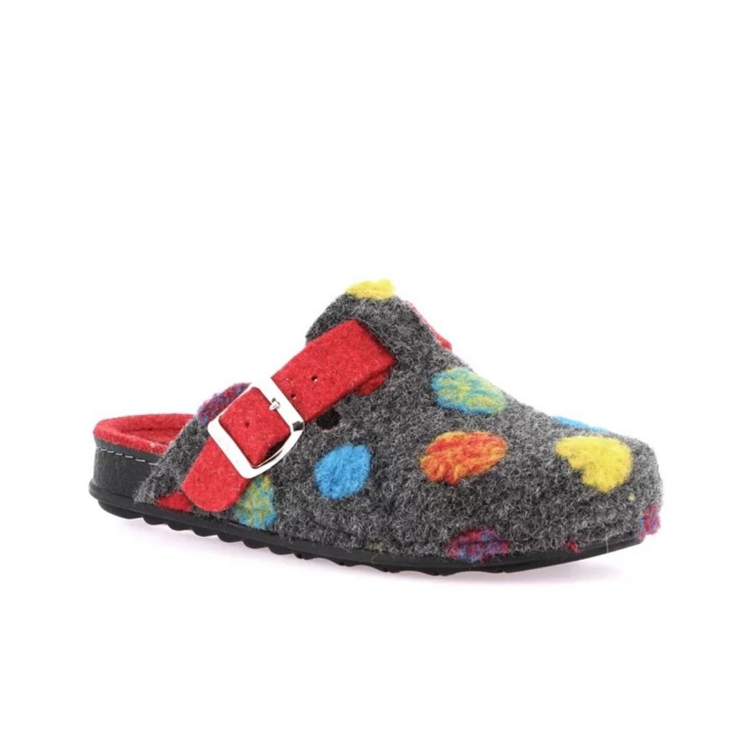 Ciabatta donna Grünland PILA CI2974 color antracite con fantasia a pois