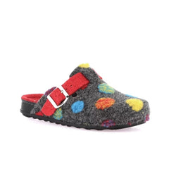 Ciabatta donna Grünland PILA CI2974 color antracite con fantasia a pois