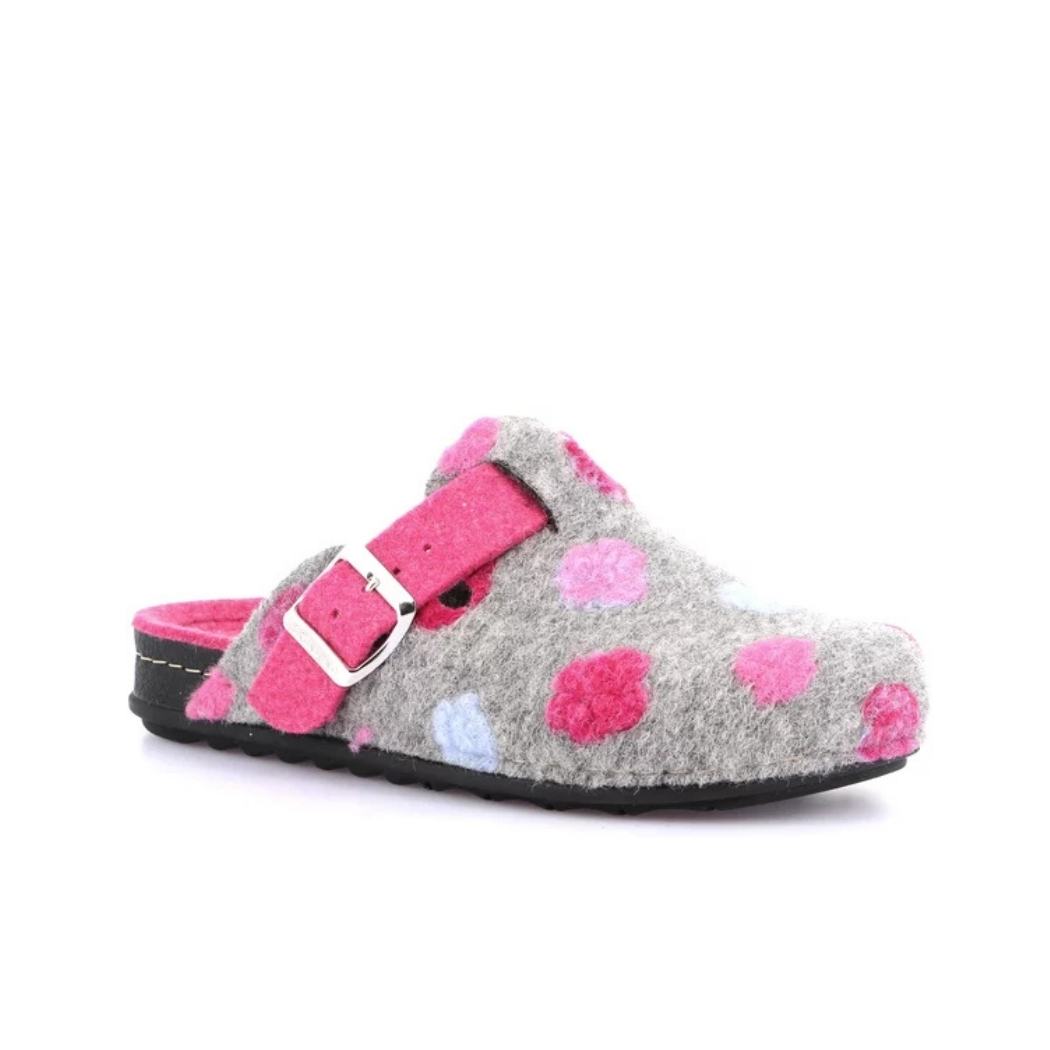 Ciabatta donna Grünland PILA CI2974 colore grigio con pois vista laterale