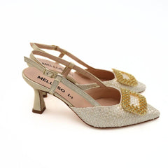 MELLUSO SLINGBACK E1675 INTRECCIO PLATINO