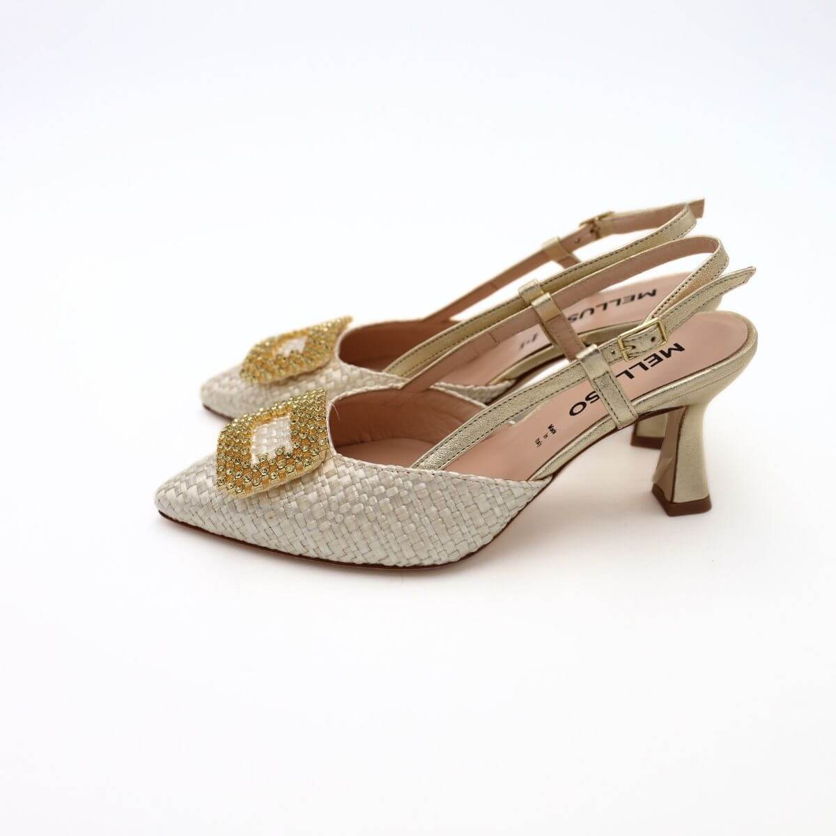 MELLUSO SLINGBACK E1675 INTRECCIO PLATINO