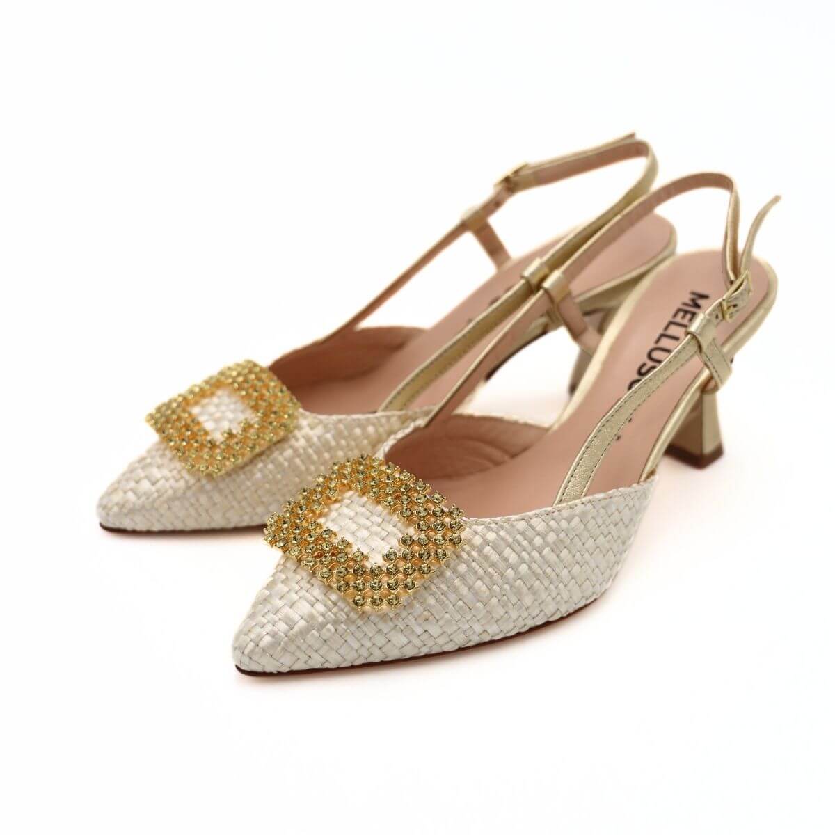 MELLUSO SLINGBACK E1675 INTRECCIO PLATINO